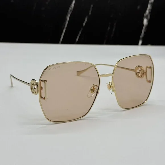 NEW GUCCI GG1207SA 001 GOLD/PINK WOMEN SUNGLASSES GUCCI - Picture 5 of 12